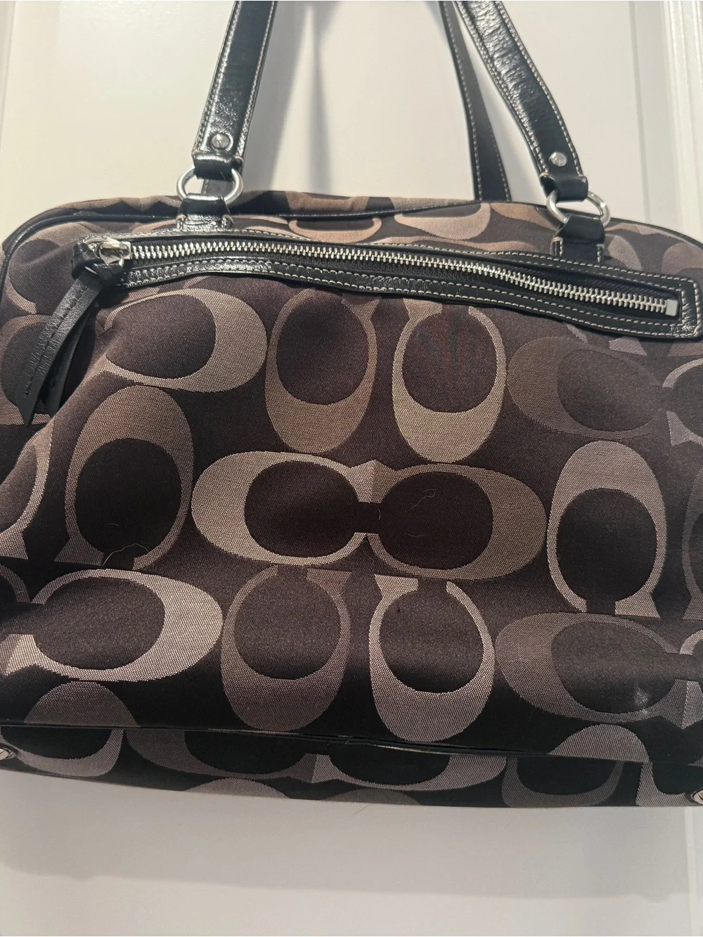 Coach Black and Gray Signature Tote with Removable Strap